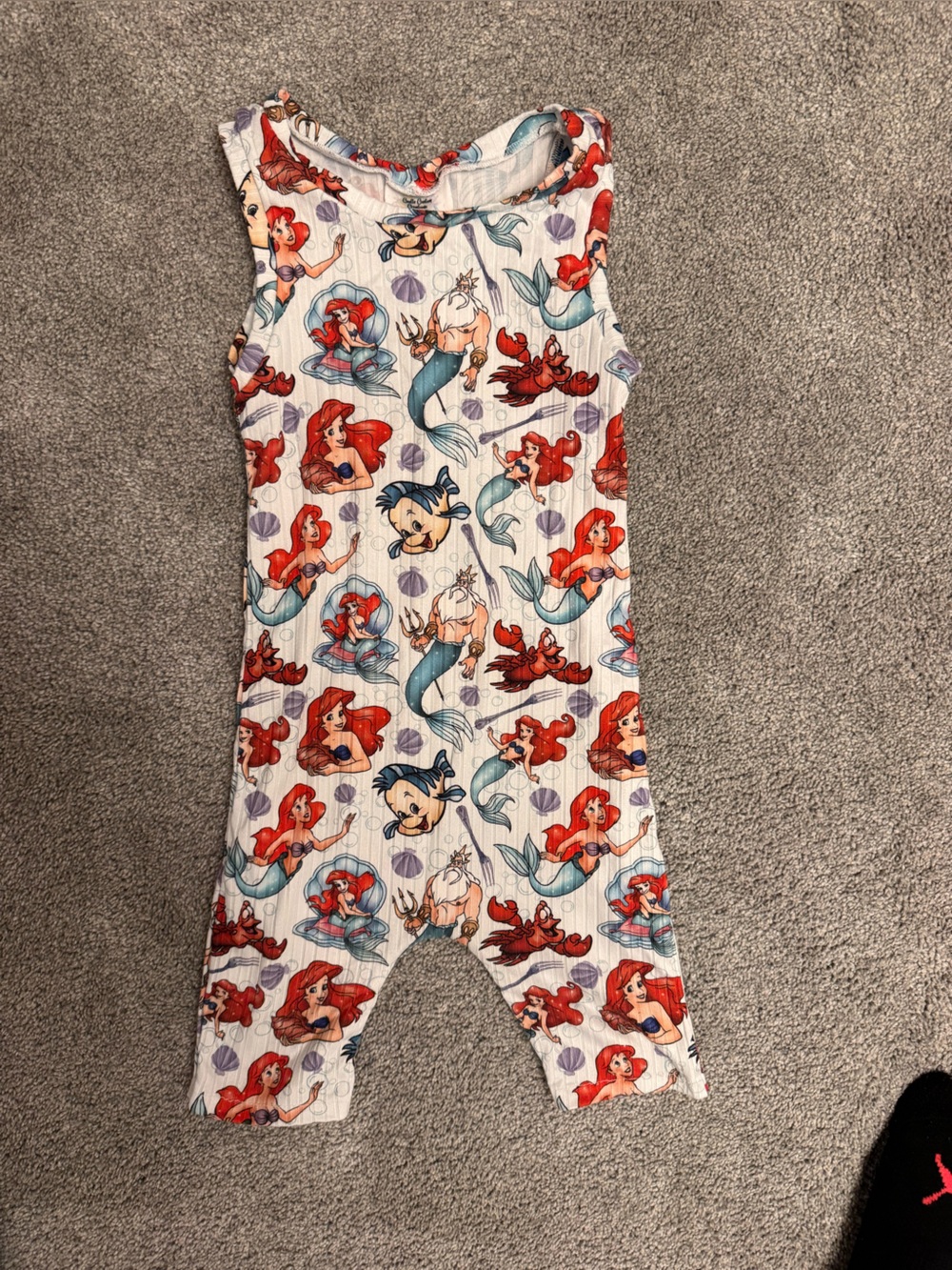 Sleeveless Kids One-Piece Bodysuit - White with Red & Teal Mermaid Print